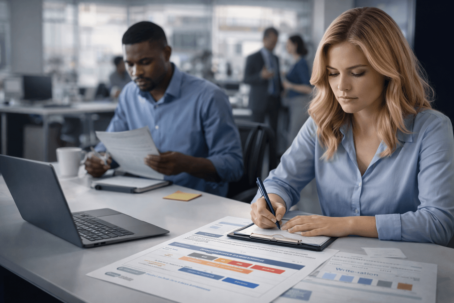 Person organizing workplace events into a timeline